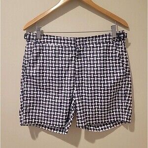 Orlebar Brown OB Jack Swim Shorts Trunks Navy Geometric Print Mens 31"x6" Lined
